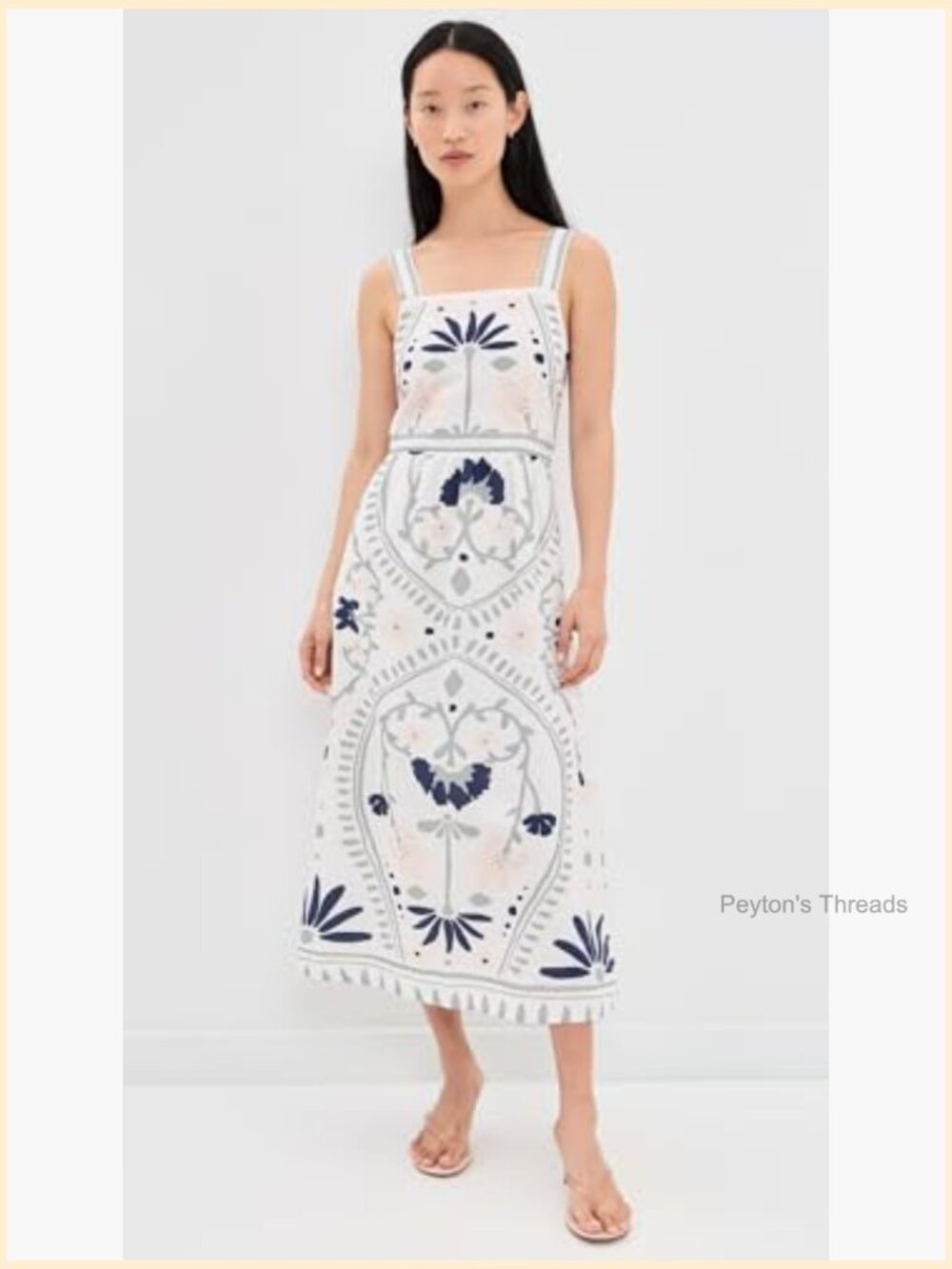 Midi Dress with Square Neck - Picture 2 of 6